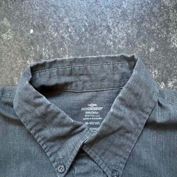 Dockers Button Down Long Sleeve Shirt Size Medium Stain Defender Cotton Blend - Picture 12 of 16